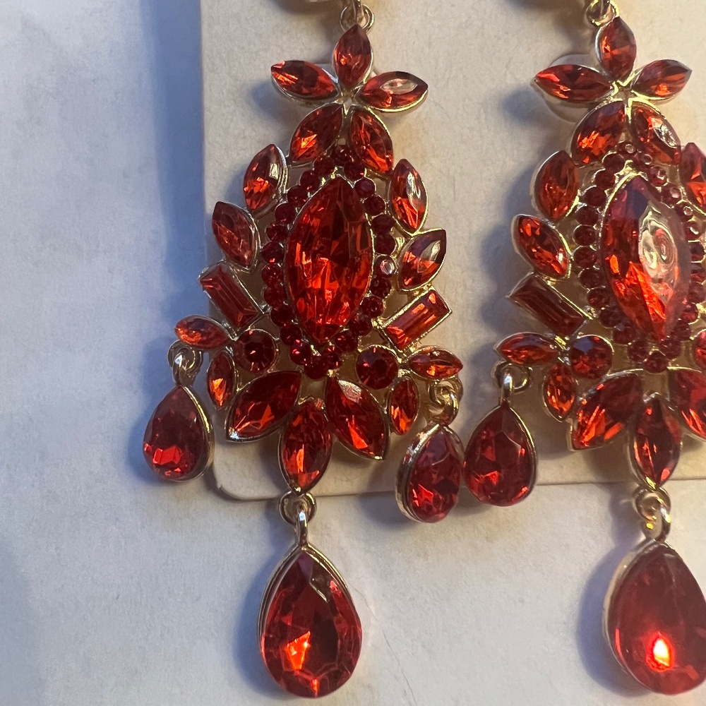 Red Statement Earrings - image 7